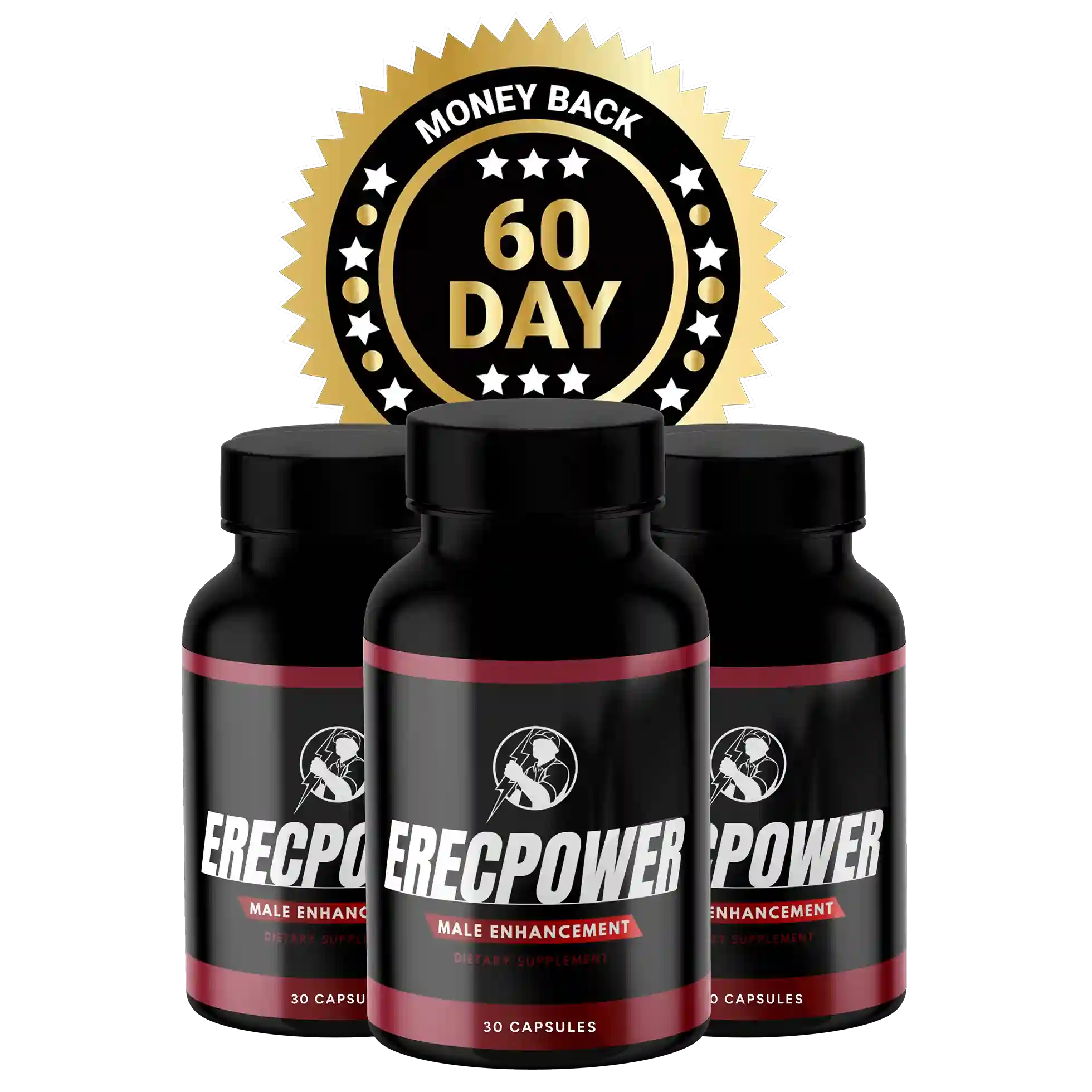ErecPower™ Natural Male Performance and Vitality Support Capsules — 8 Ingredients Tongkat Ali Tribulus Terrestris — 30 Capsules — Made in USA